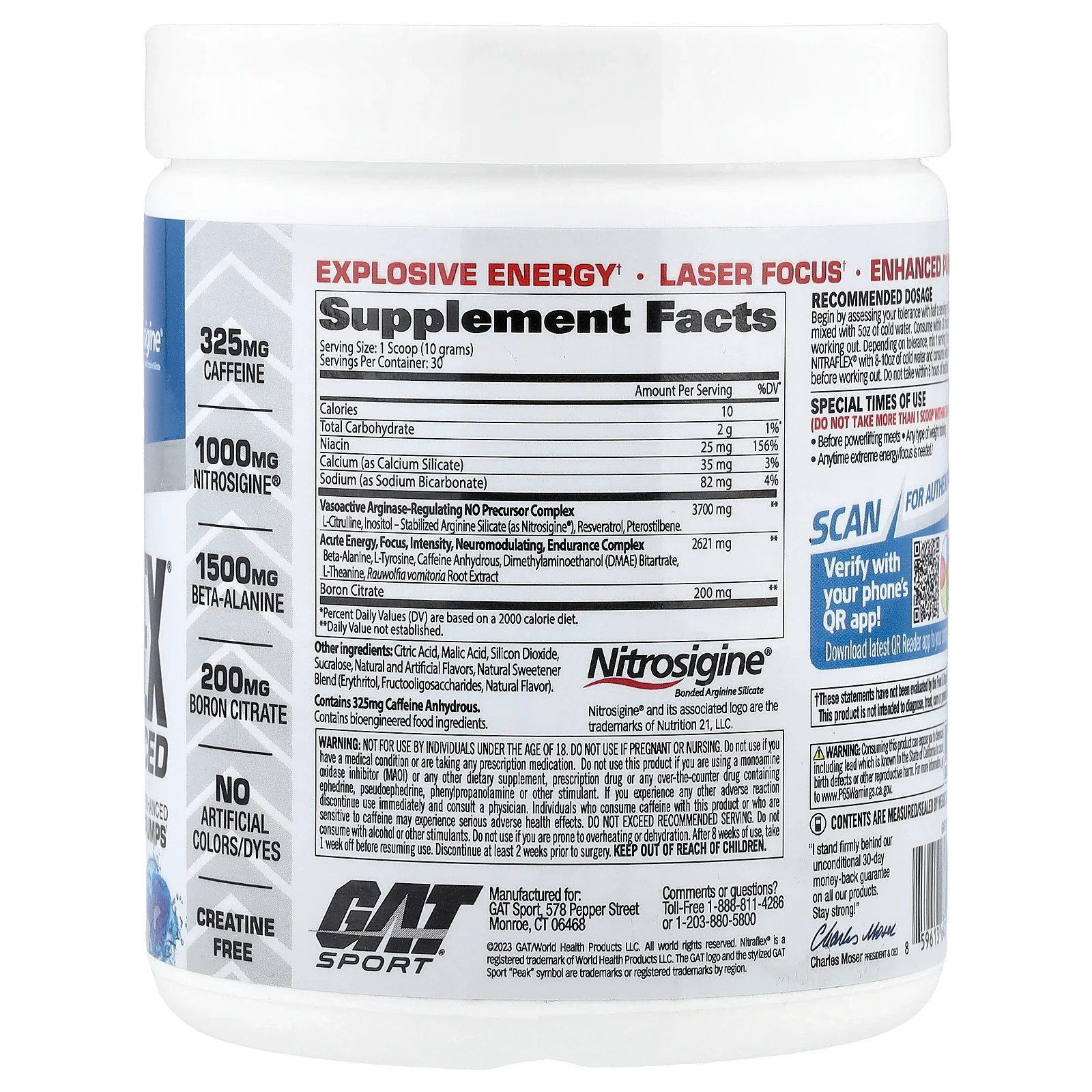 2 X GAT, Sport, NITRAFLEX� Advanced, Pre-Workout, Blue Raspberry, 10.6 oz (300