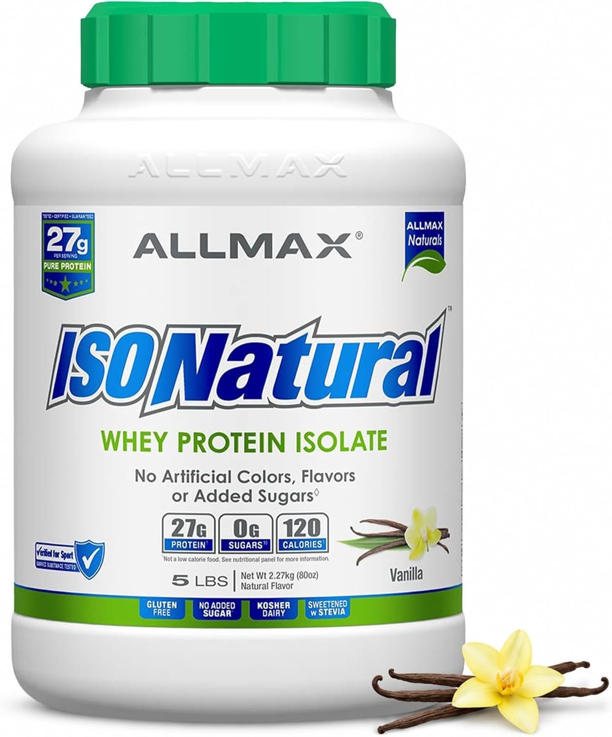 ISONatural™ Whey Protein Isolate – Vanilla – 5 lbs (2.27 kg) – Exp 9/2027