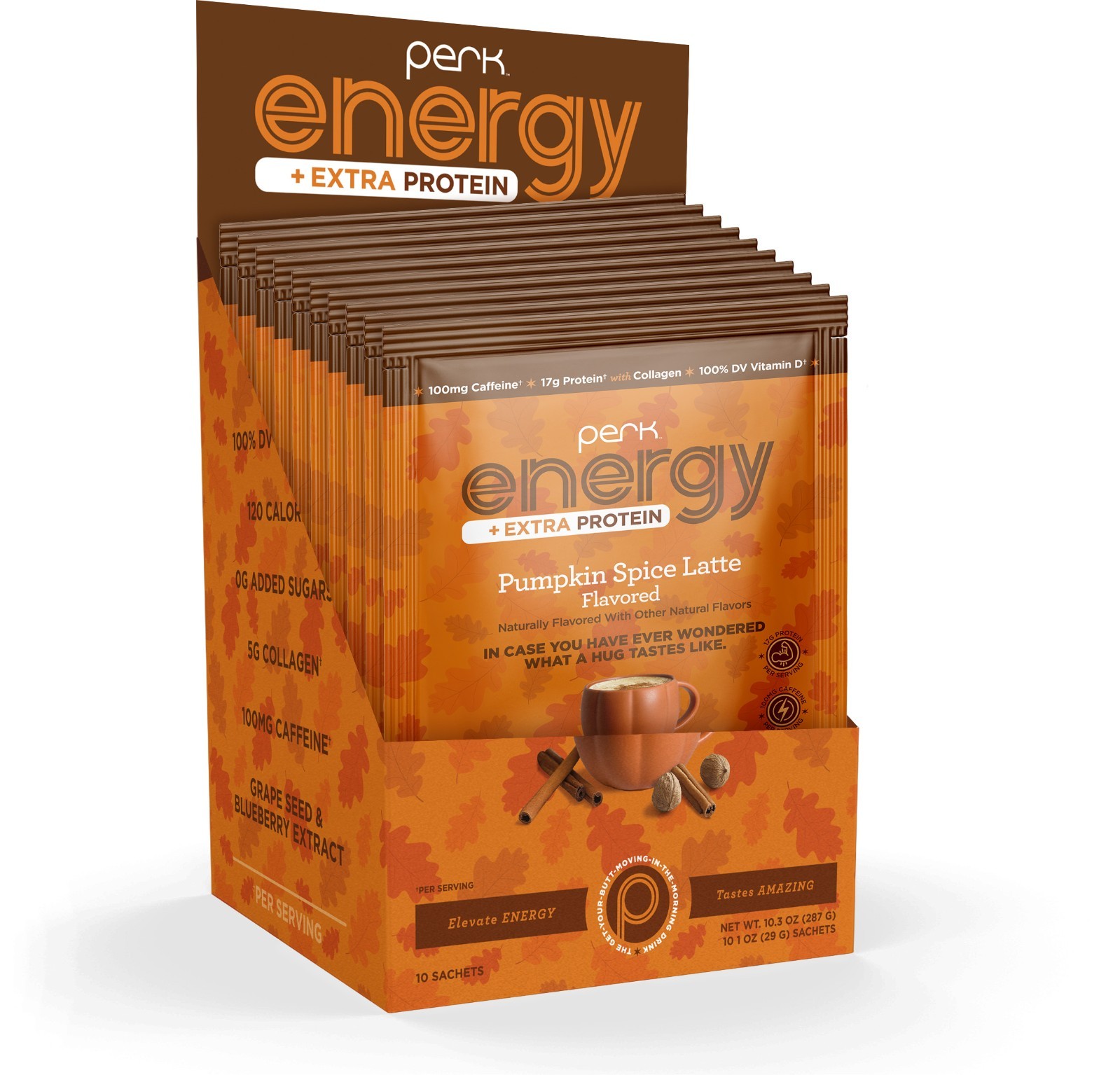 Perk Energy + Extra Protein Powder (Pumpkin Spice Latte) 10 Packets