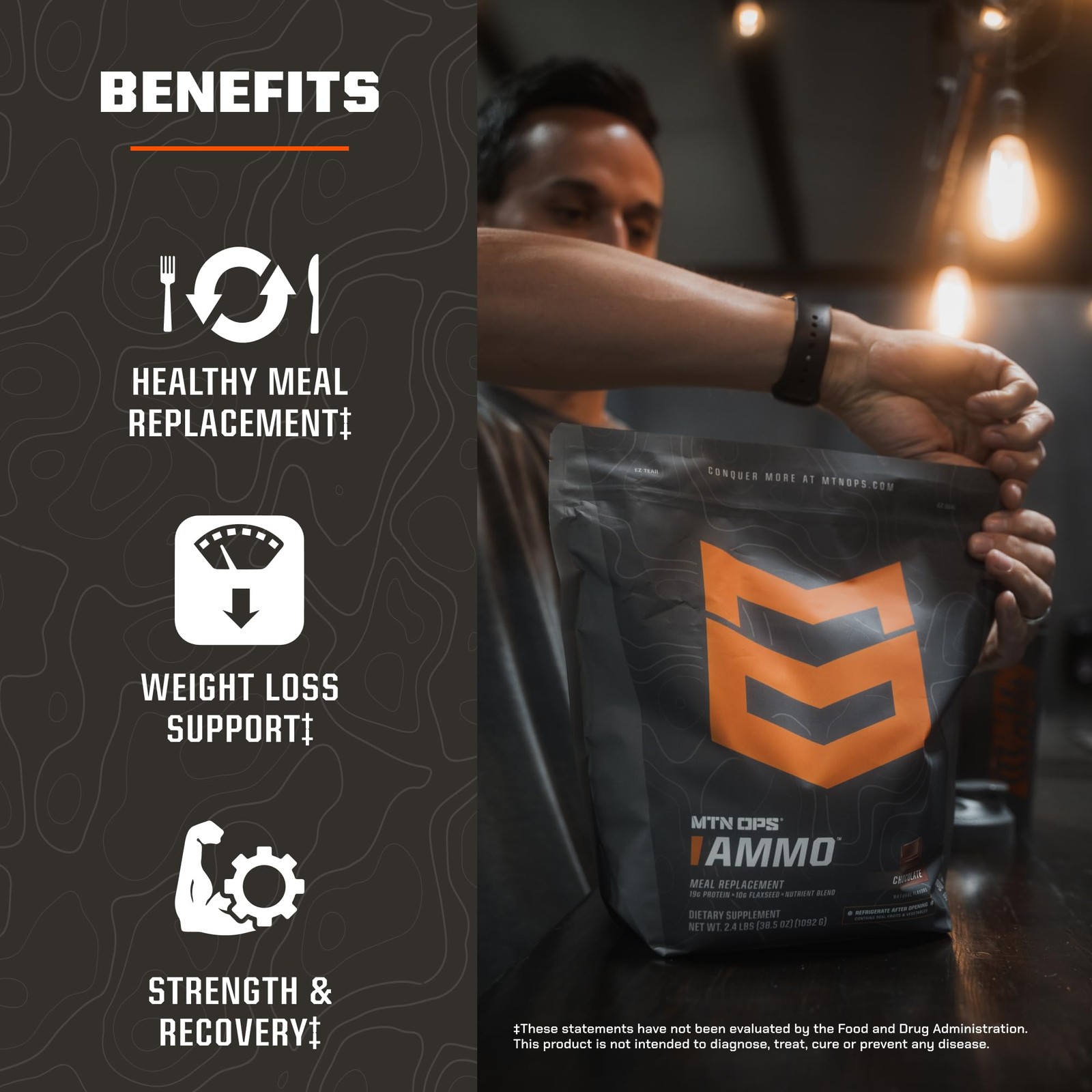 Mtn Ops Ammo Meal Replacement Shake 19G Protein 10G Flaxseed 4.5G Whole Foods