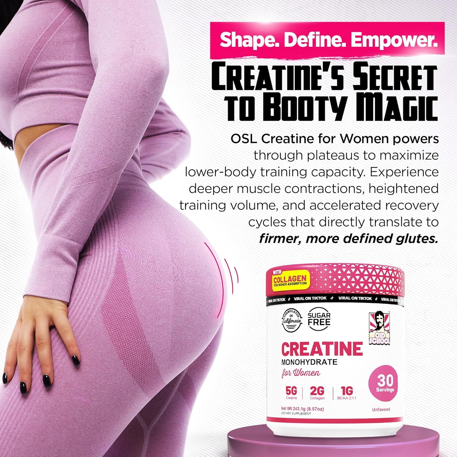 School Old Labs Creatine Powder w/ Collagen & BCAA for Women – 30 Servings