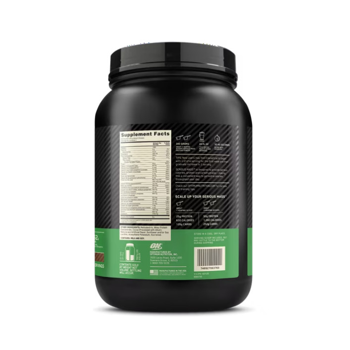Optimum Nutrition Serious Mass Weight Gainer Protein Powder Chocolate 3 lb