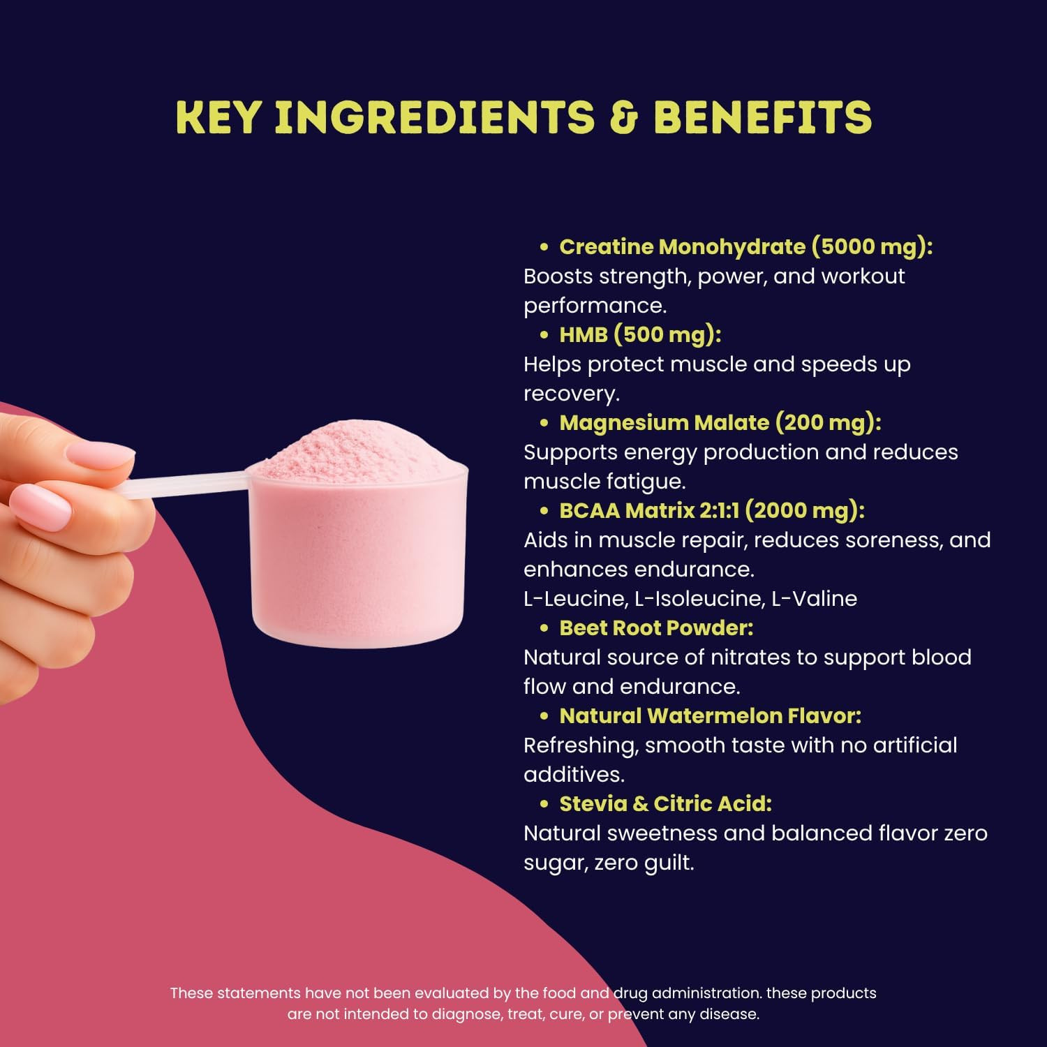 Creatine Monohydrate 5G with Bcaas –Support Muscles, Cellular Energy and Cogniti