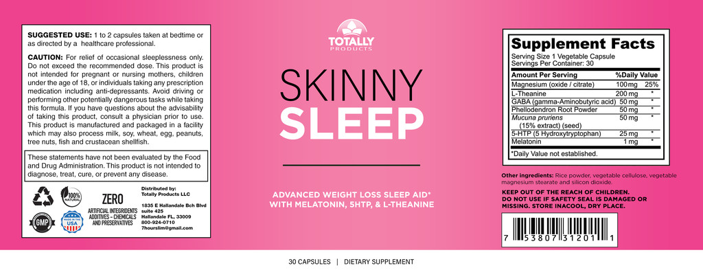 Skinny Sleep Support Weight Management & L-Carnitine Heart Health Supplements