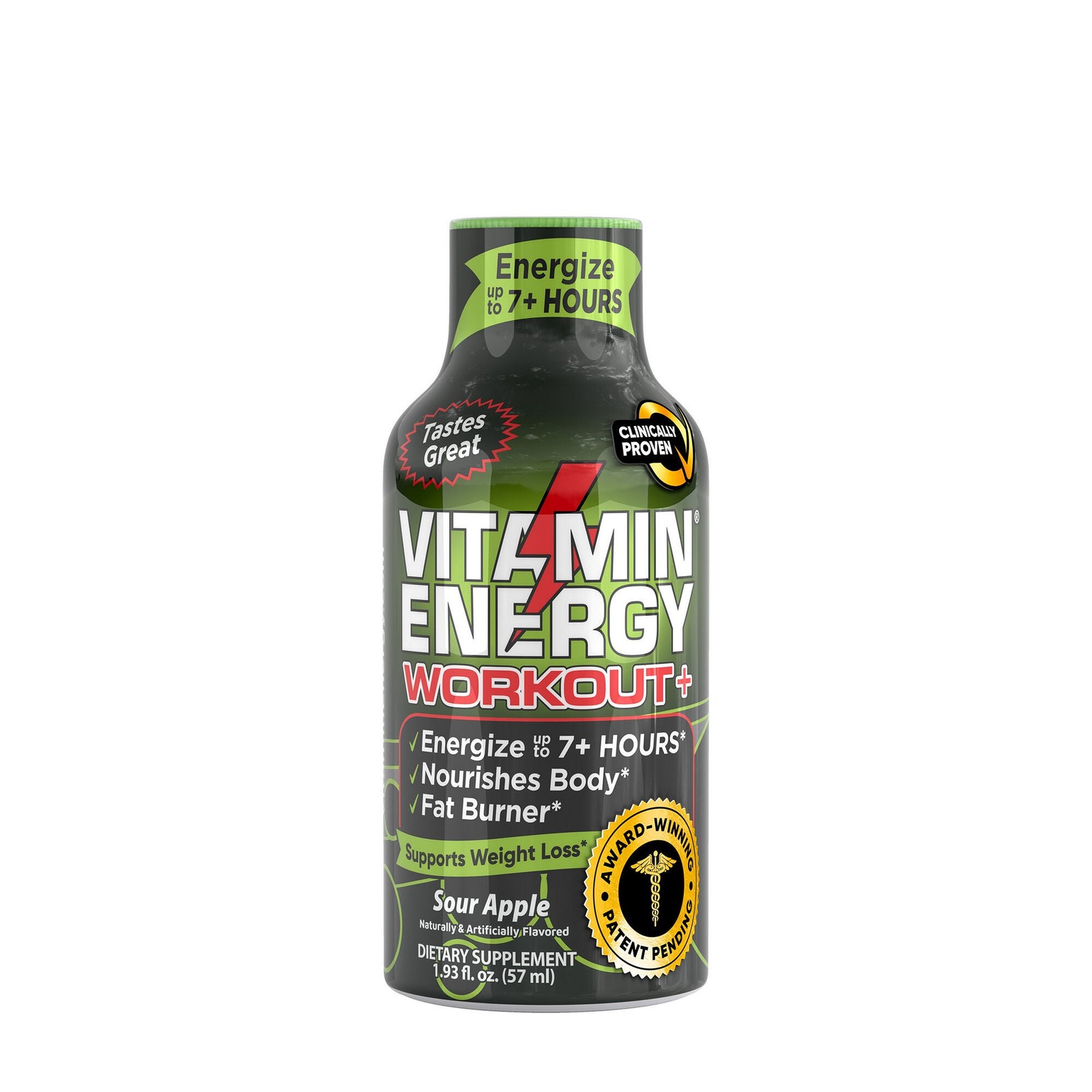 Workout+ Liquid Supplement – Sour Apple – 1.93oz. (12 Bottles)