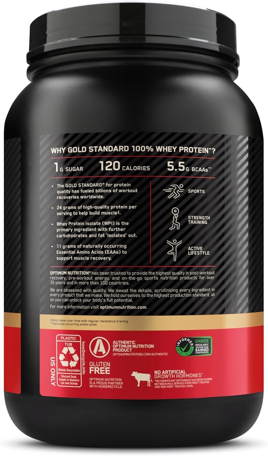 Optimum Nutrition, Gold Standard 100% Whey Protein Powder, Vanilla, 22 Servings