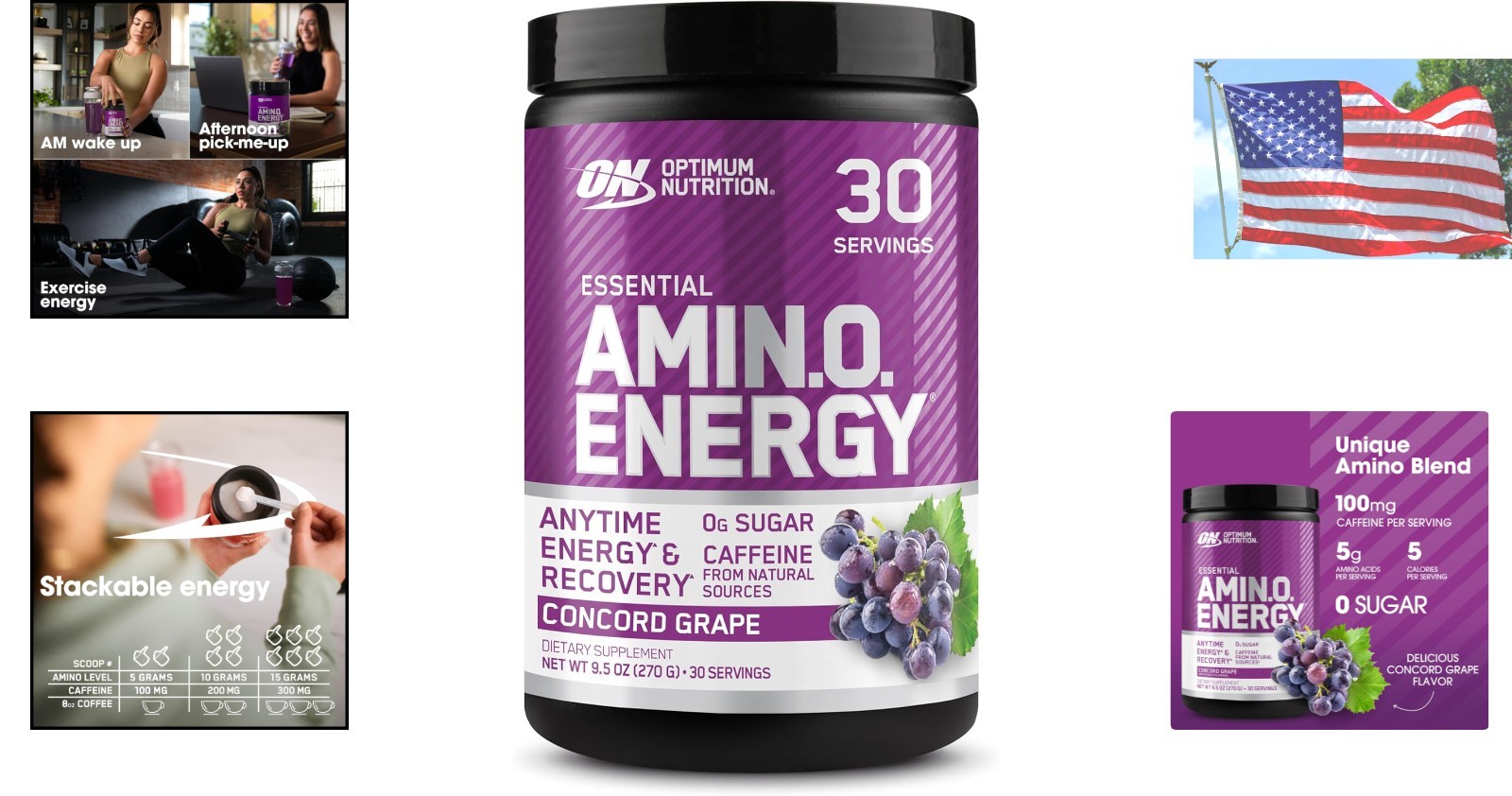 100mg Caffeine Amino Energy Blend – Pre Workout Powder for Optimal Focus, 9.5oz