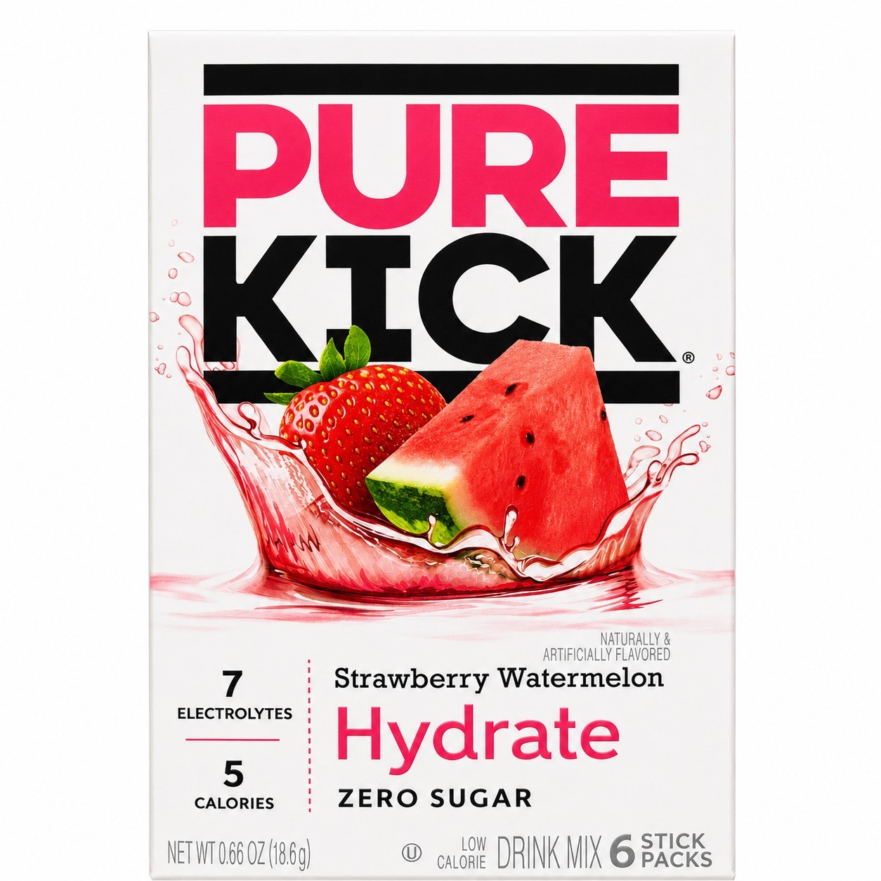 PURE KICK Hydrate Zero Sugar Electrolyte Drink Mix Strawberry Watermelon 36…