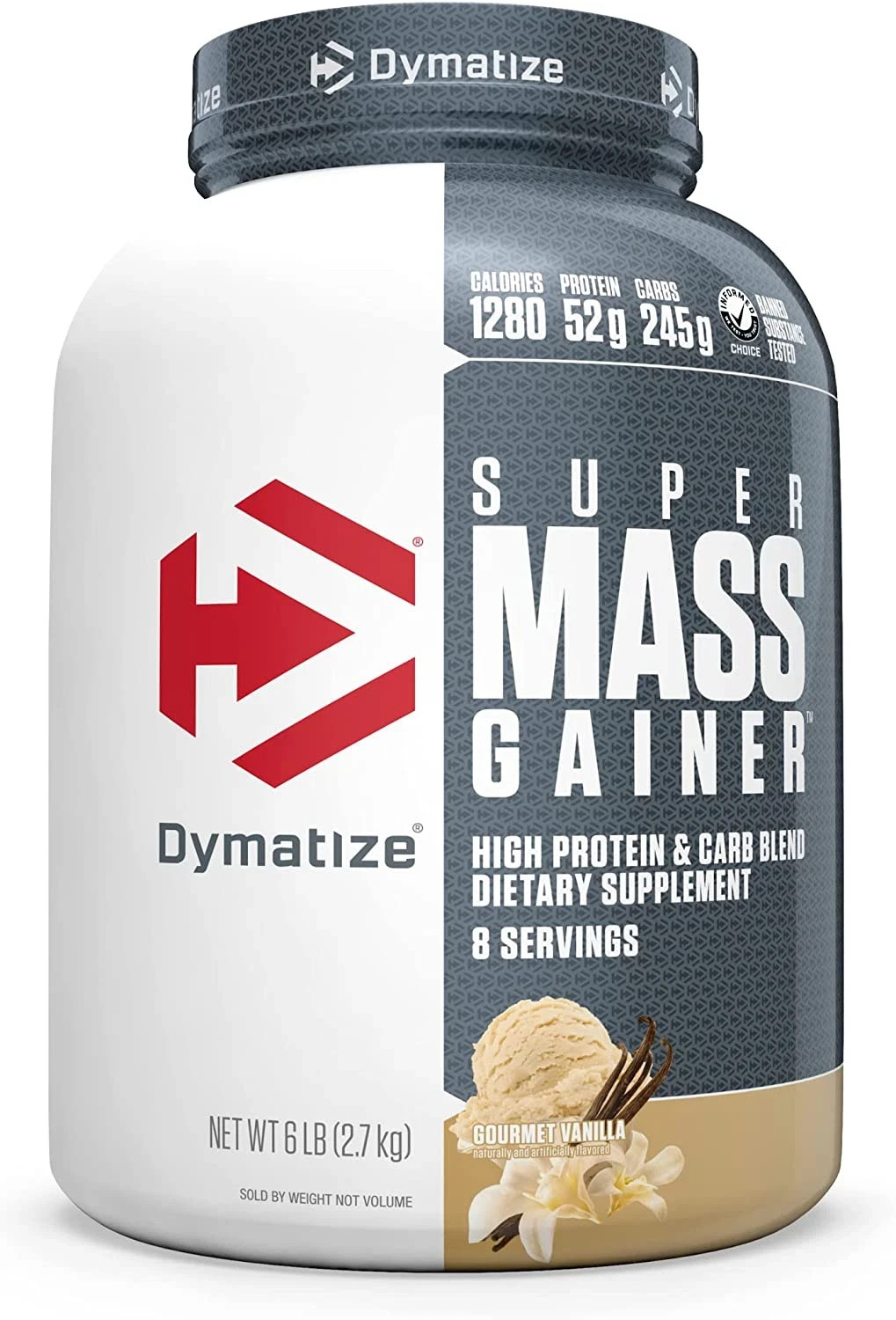 Super Mass Gainer Protein Powder – 1280 Calories, 52g Protein, Gourmet Vanilla,