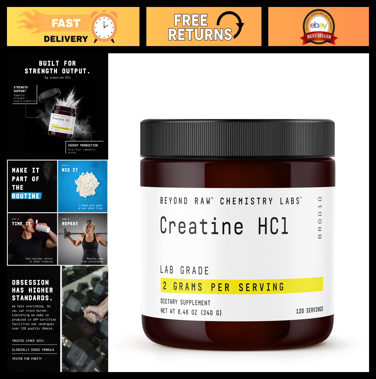 Creatine HCl Powder – Lab Grade for Muscle Growth, Energy Boost, Athletic Perfor