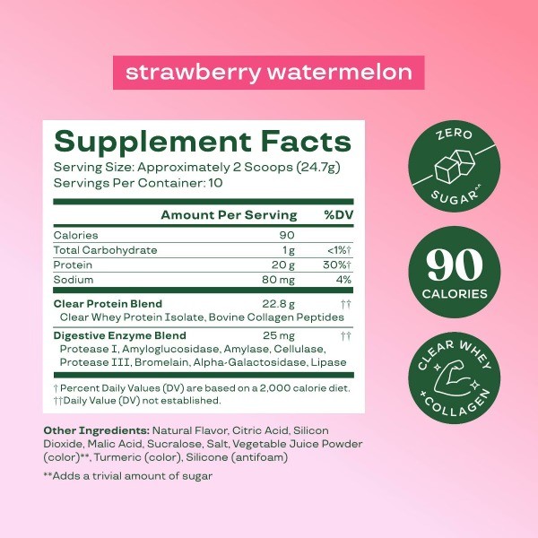 Clear Protein Powder – Strawberry Watermelon – 8.71oz: Whey Isolate