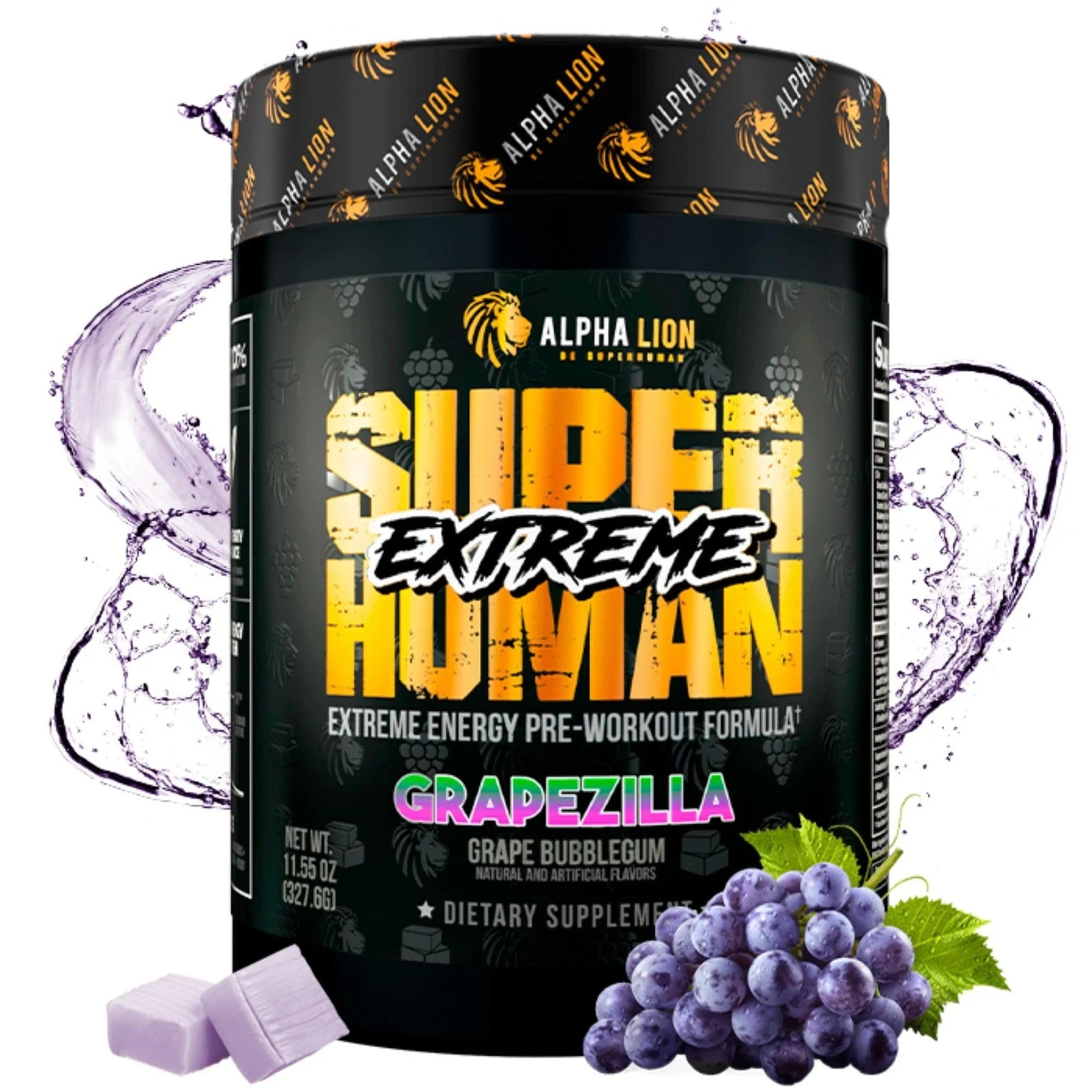 Alpha Lion Superhuman Extreme Pre-Workout Focus Pumps 21 Serving Grapezilla New