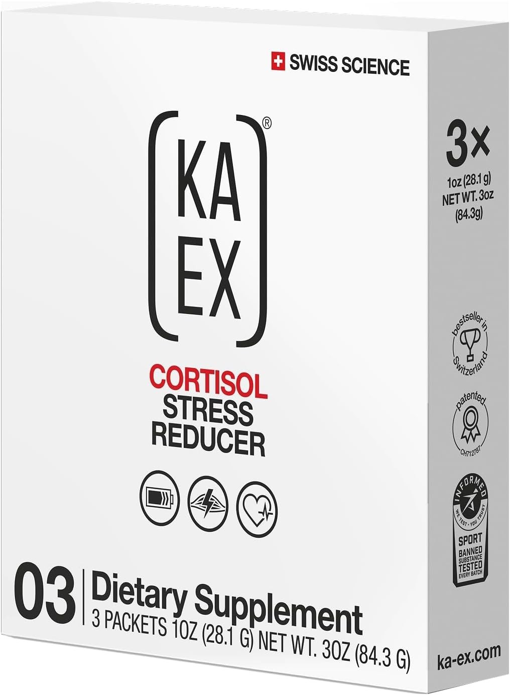 KA EX Cortisol Stress Reducer+ Powder 3-Pack Post-Workout Recovery Electrolyte