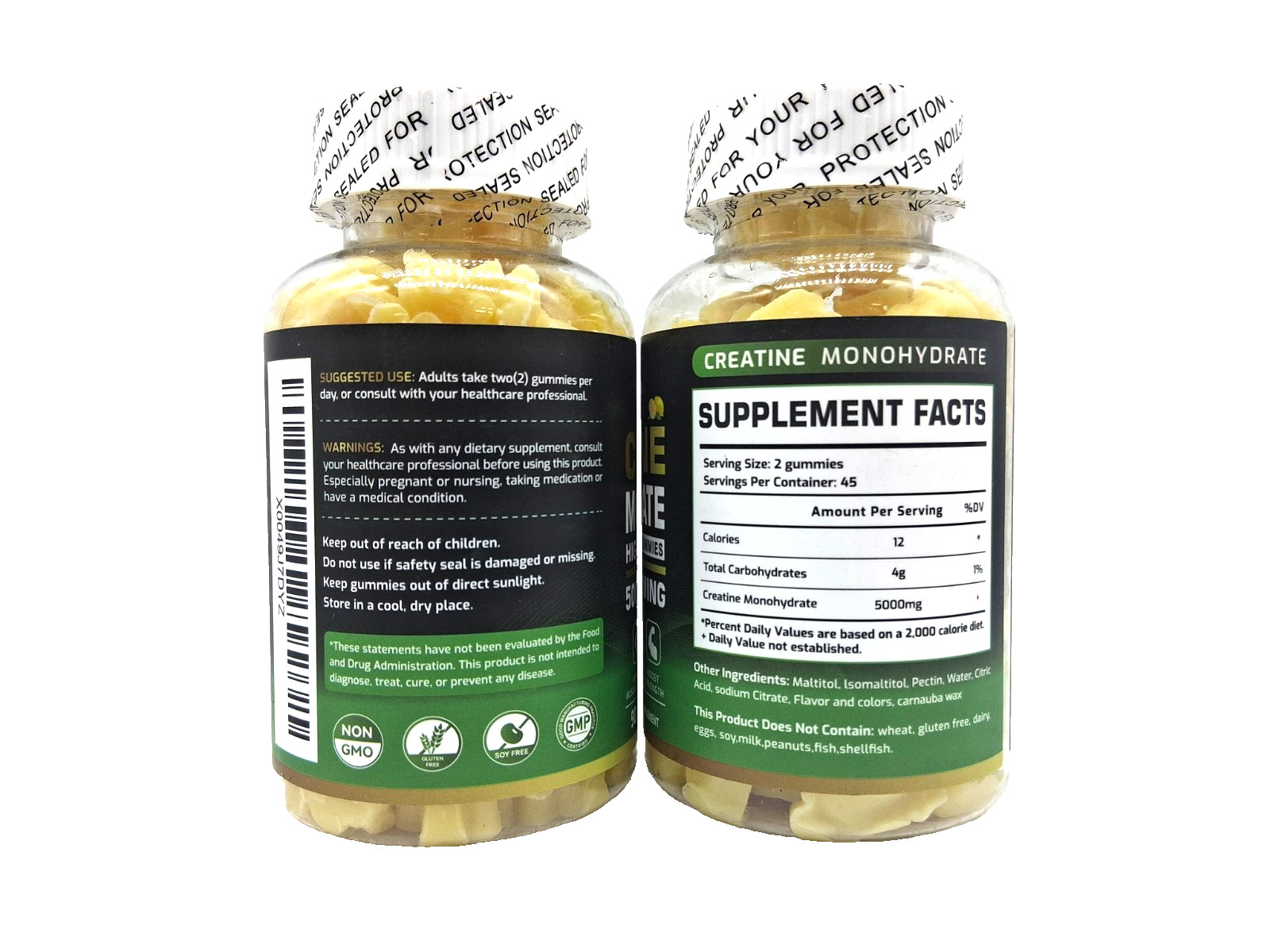 2 x Happyummmm Creatine Monohydrate High Absorption 5000MG, Lemon, Exp. 10/26