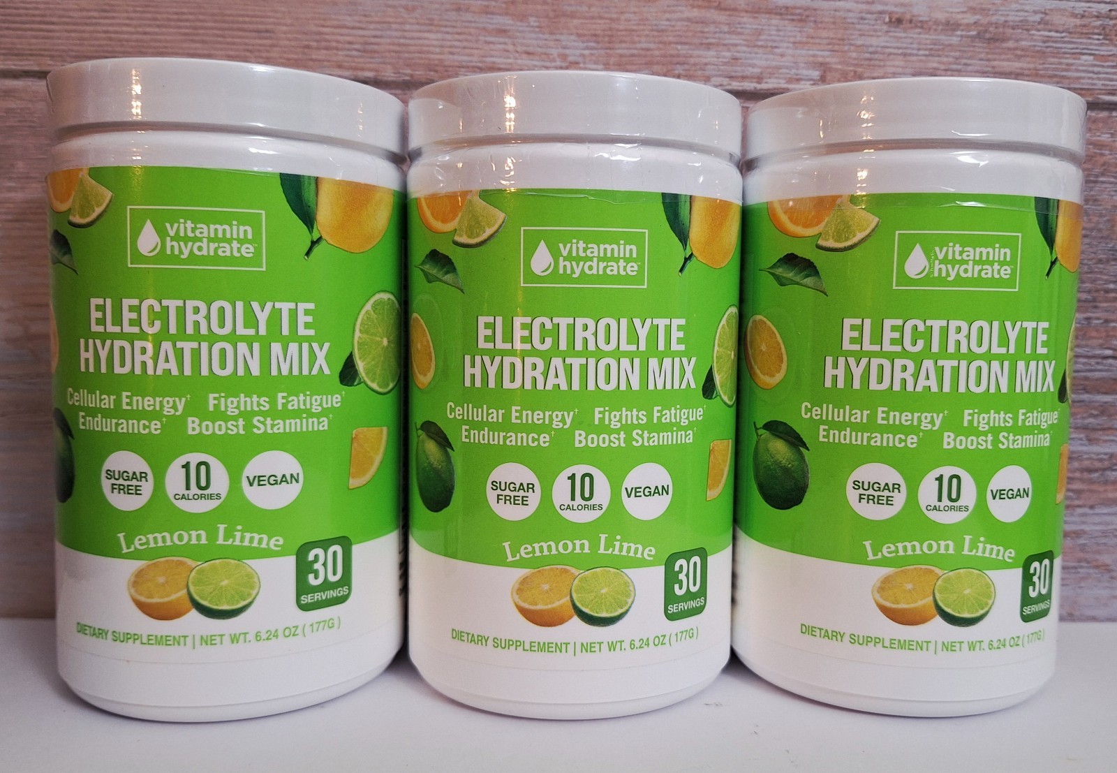 3 Tubs Vitamin Hydrate Electrolytes, Lemon Lime 🍋 30 Serv, Vegan, 03/2027✨️