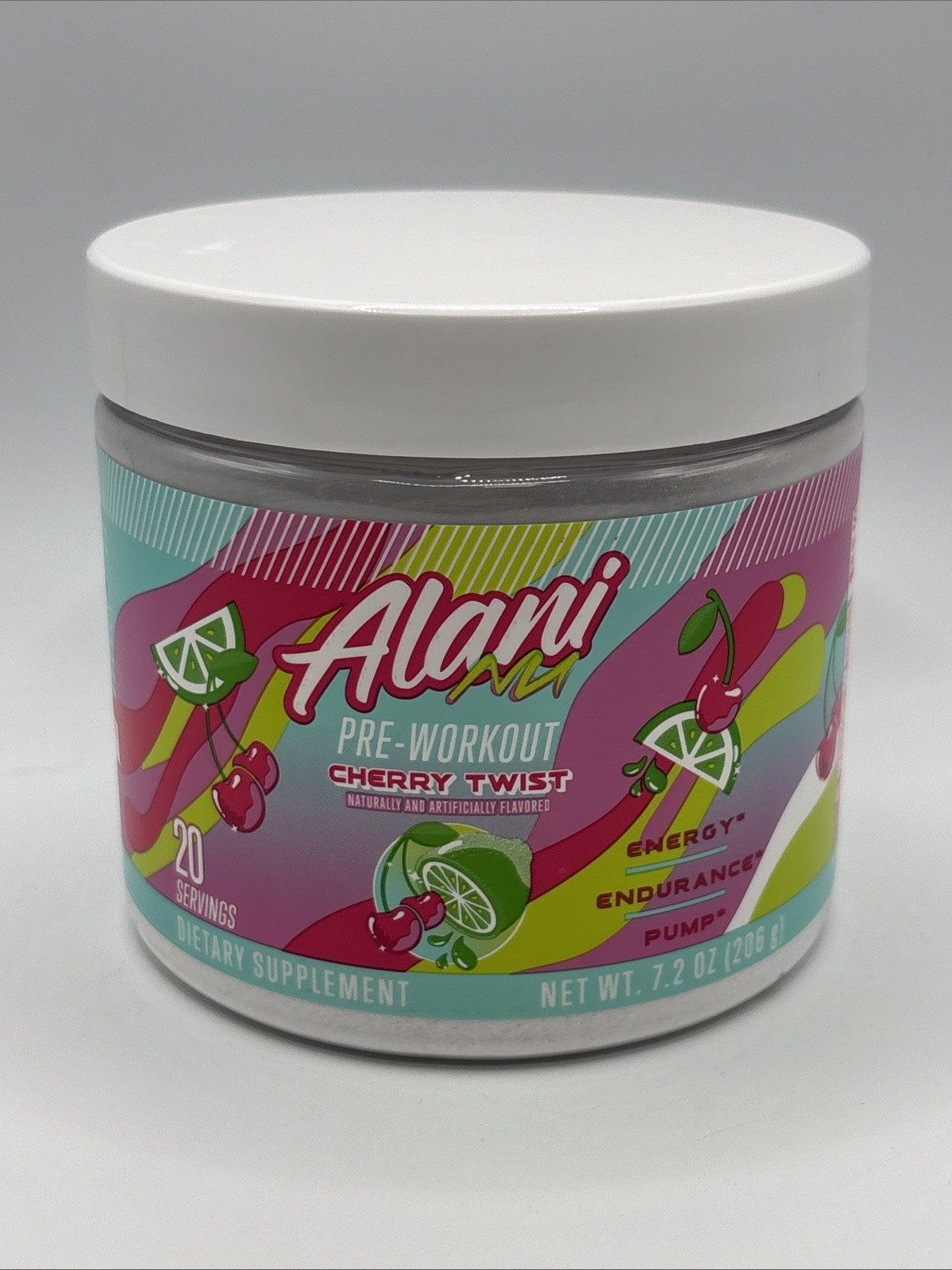 Alani Nu Pre Workout Cherry Twist Powder 20 Servings Energy Pump
