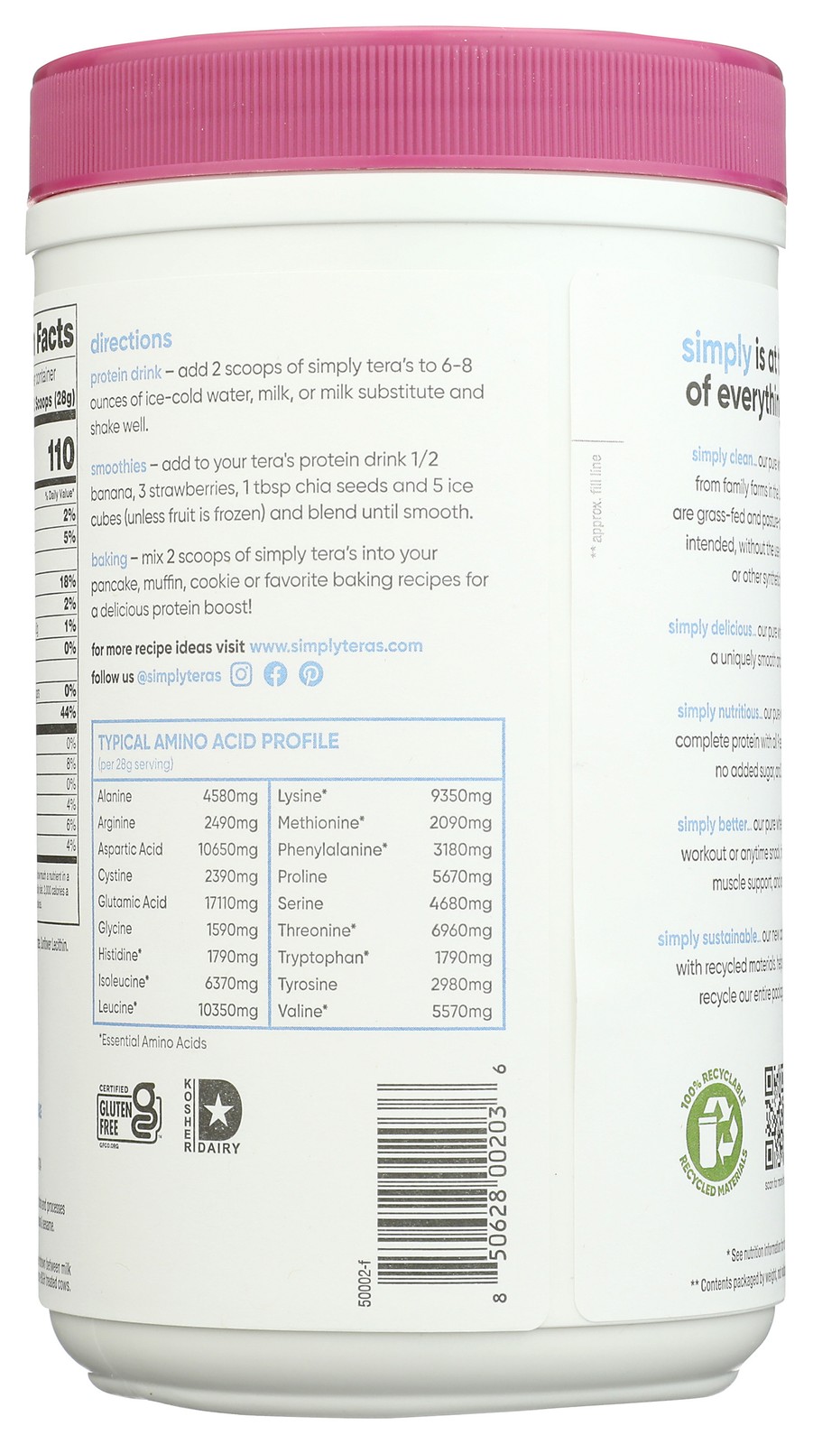 Simply Tera’S Pure Whey Protein Powder 12 Oz 2 Pack