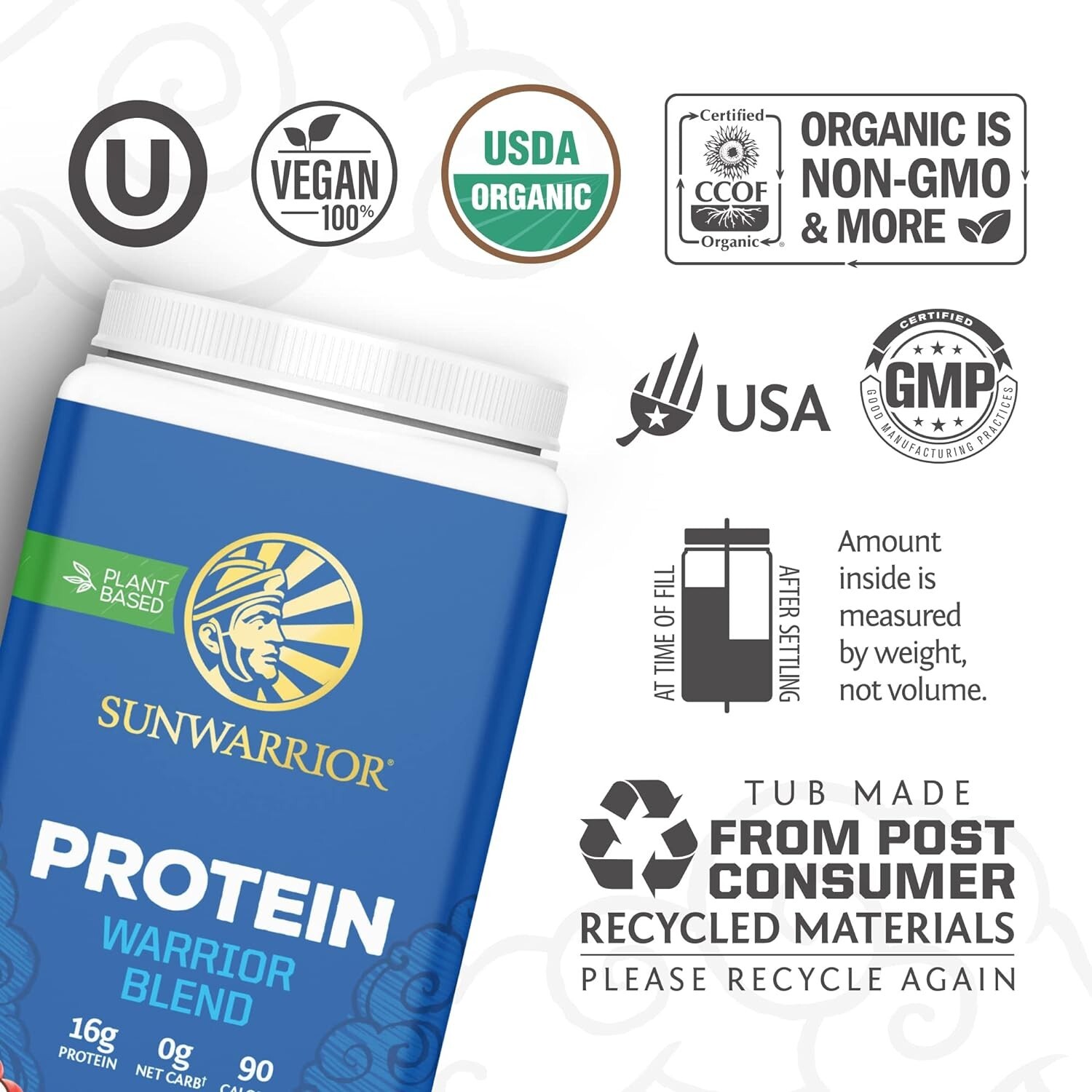Sunwarrior Protein Warrior Blend Chocolate Flavor 1.7 lbs for Peak Performance