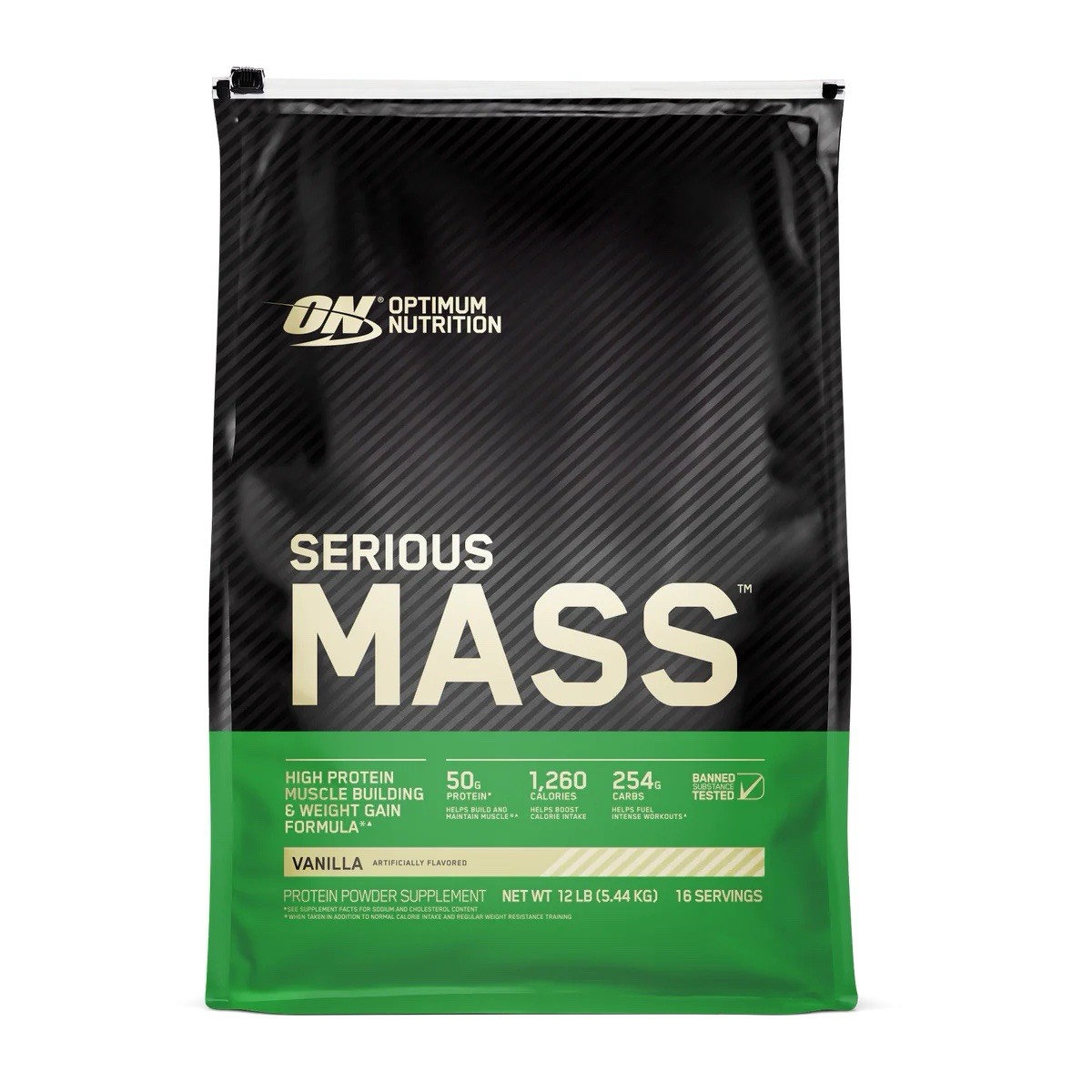 Optimum Nutrition Serious Mass. Mass Gainer. 1260 Calories. Vanilla. 12lb.