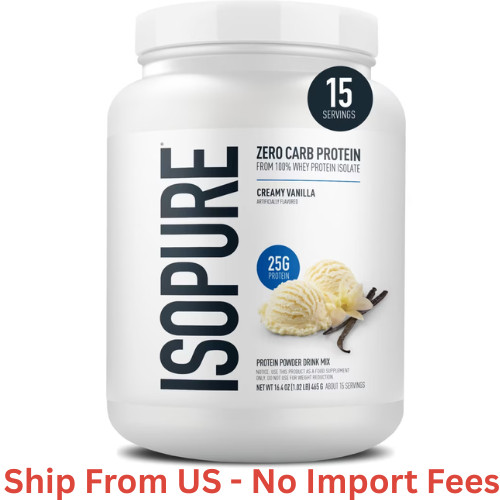 Isopure Zero Carb 100% Whey Protein Isolate Vanilla Protein Powder, 25g, 1 lb