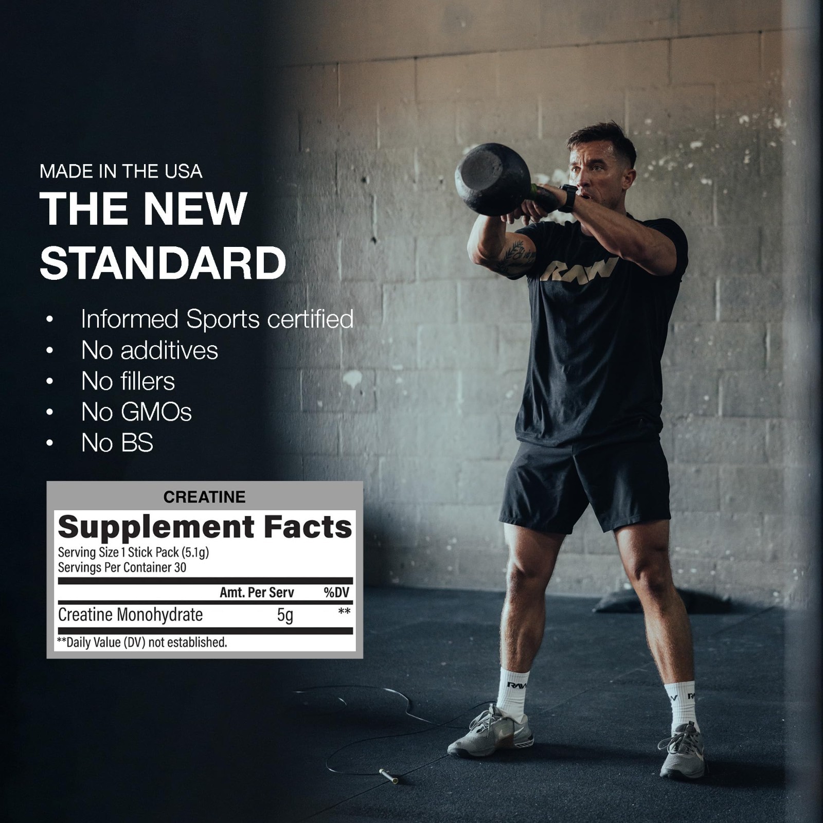 Creatine Monohydrate Stick Packs – Unflavored 5g, Muscle Strength & Recovery Sup
