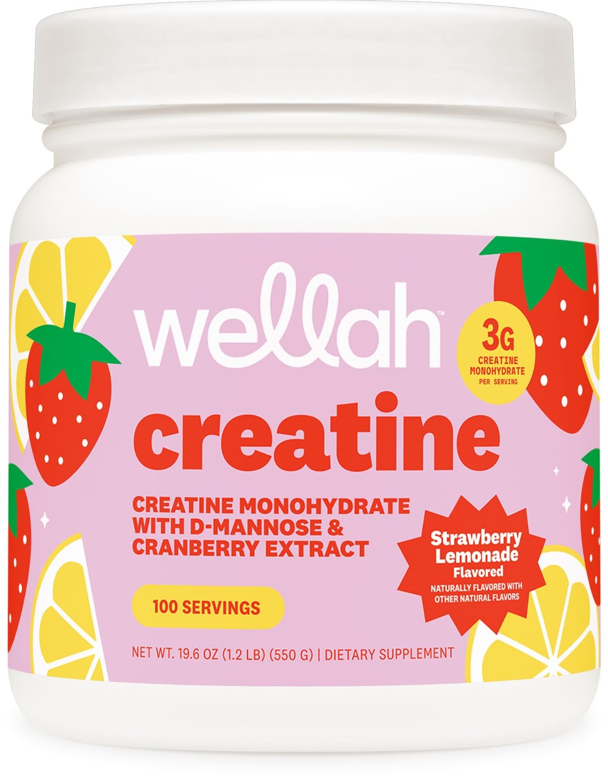 Creatine Monohydrate for Women – Strawberry Lemonade, 100 Servings, 3g/Serv, Dan