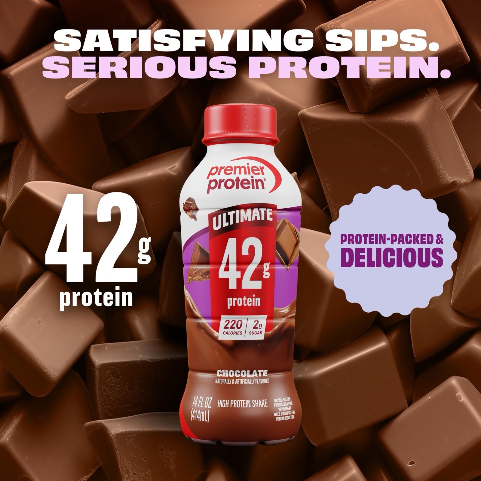 Premier Protein ULTIMATE 42g Protein Shake, Chocolate 🍫 14 Fl Oz, 4 Pack