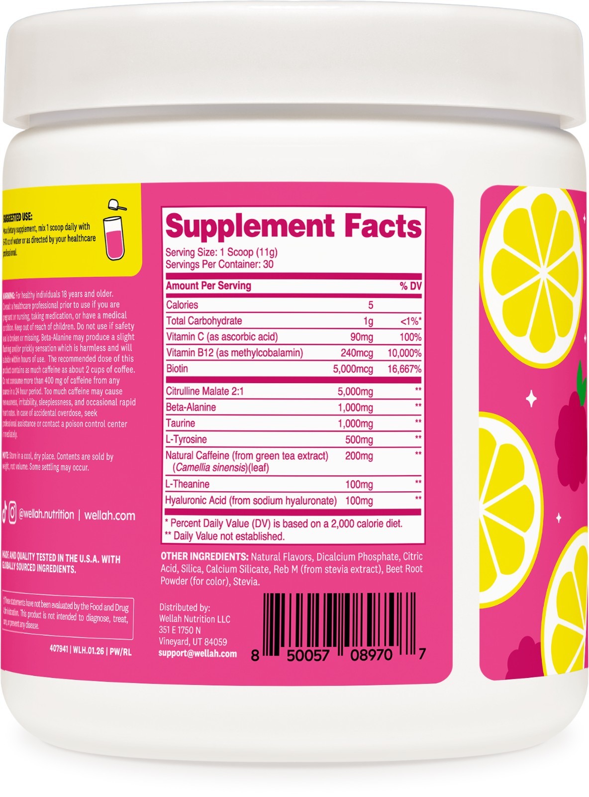 Wellah Get-Going Pre-Workout Drink Mix (Raspberry Lemonade)