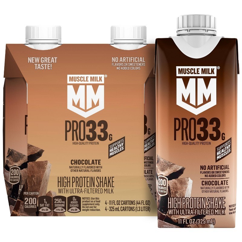 Muscle Milk Pro Chocolate Protein Shake 33g, 4pk/12oz, Ready to Drink