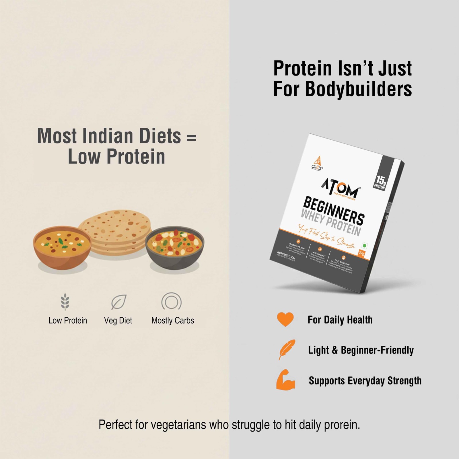 AS-IT-IS ATOM Beginners Whey 37g 15g Protein