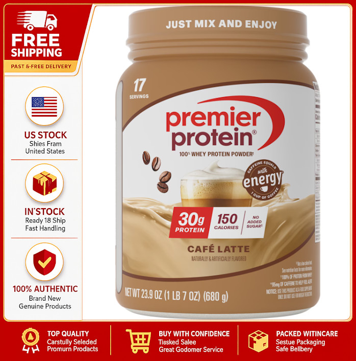Premier Protein 100% Whey Protein Powder, Café Latte, 30g Protein, 23.9 oz, 1.5l