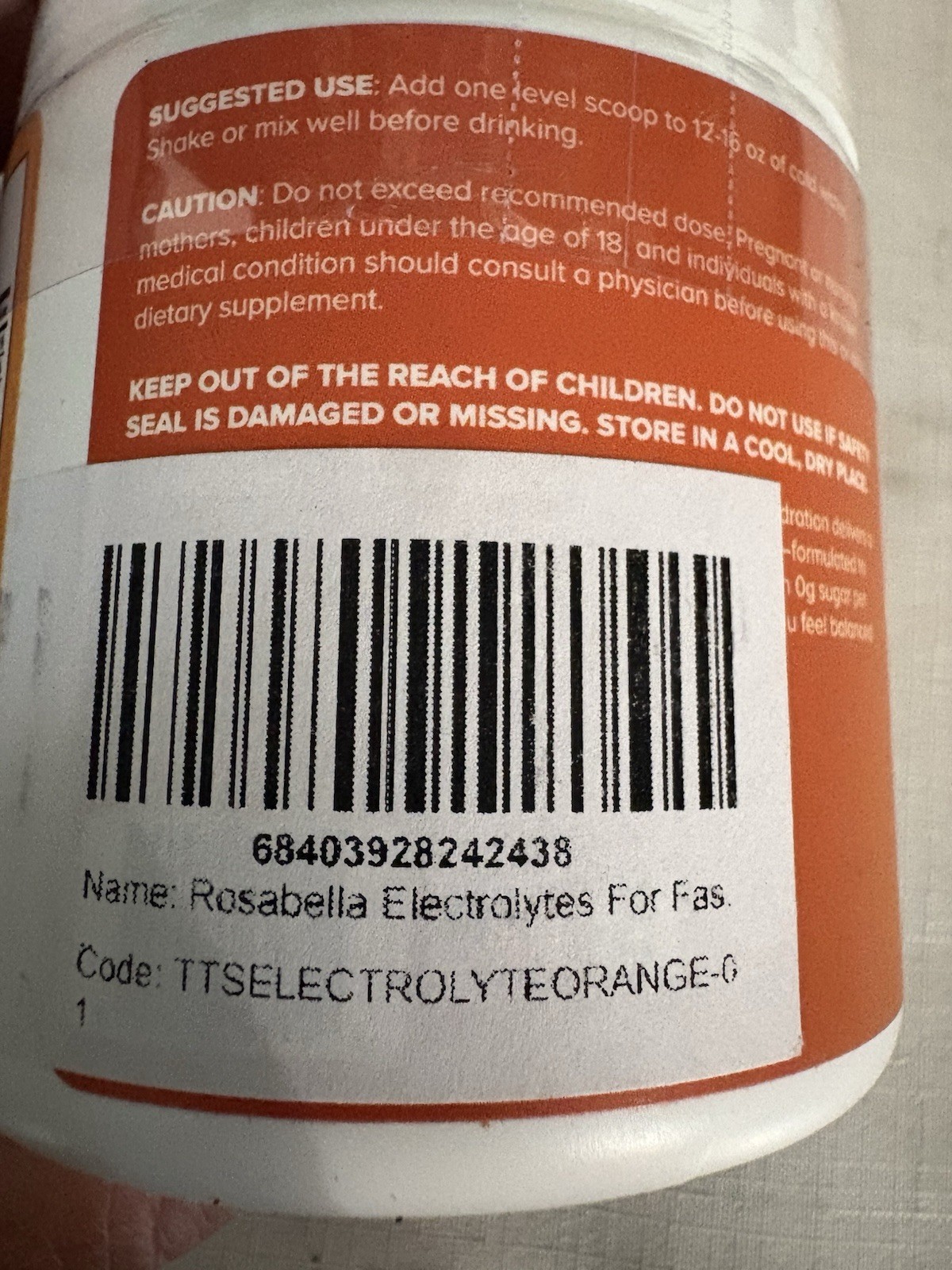 Rosabella Hydration Electrolyte Drink Mix Powder Orange 2 Containers