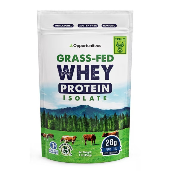 Grass Fed Whey Protein Powder – Unflavored, Heavy-Metal Tested, 28g Protein, 1lb