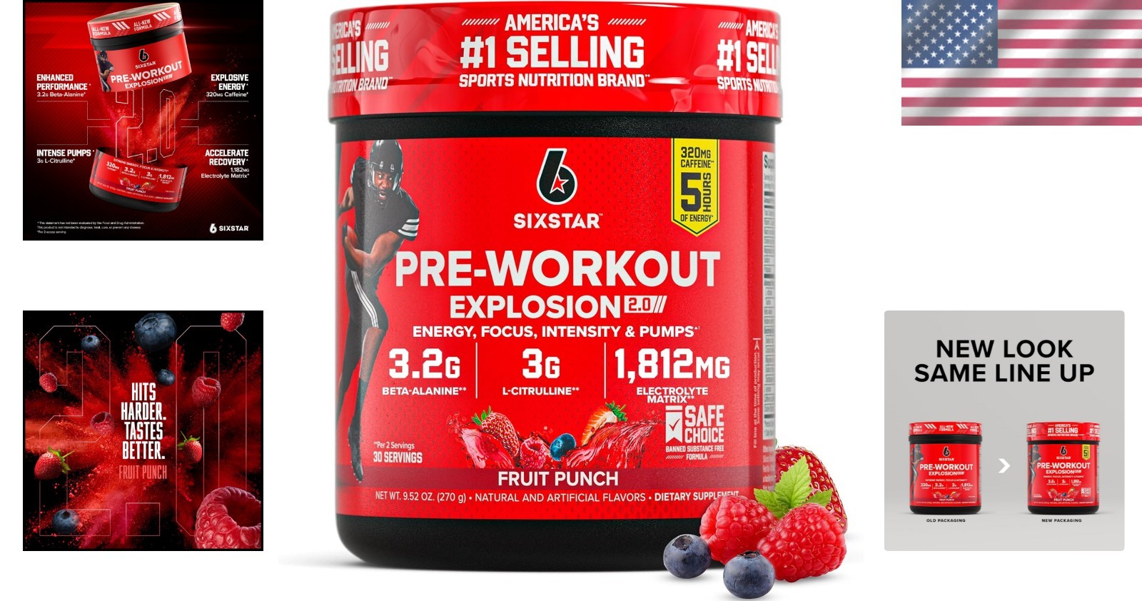 30 Servings of SIXSTAR Pre-Workout Powder – Beta-Alanine & Caffeine Energy Boost
