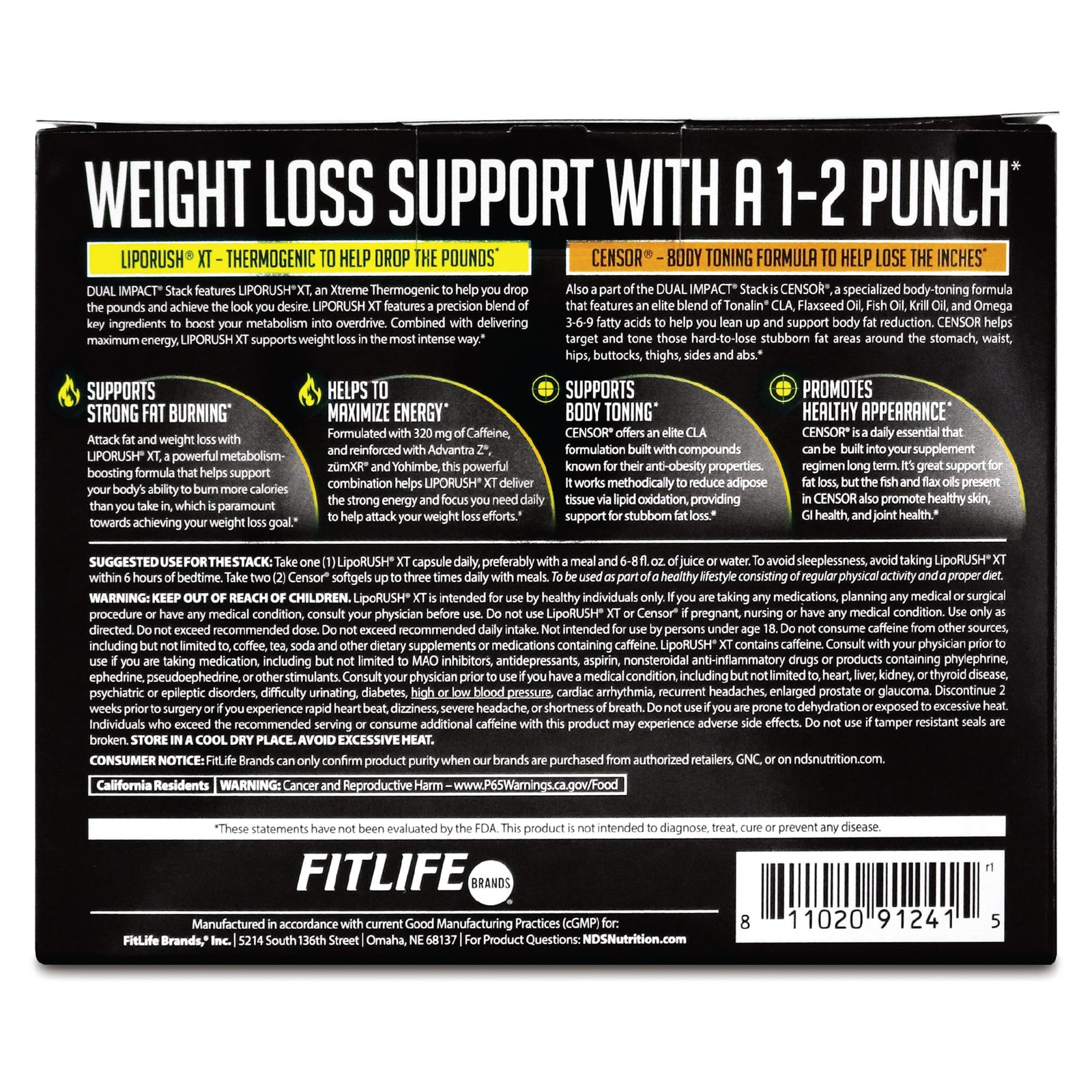LIPORUSH NDS Nutrition Maximum Strength Dual Impact Stack – Powerful 2-in-1 W…