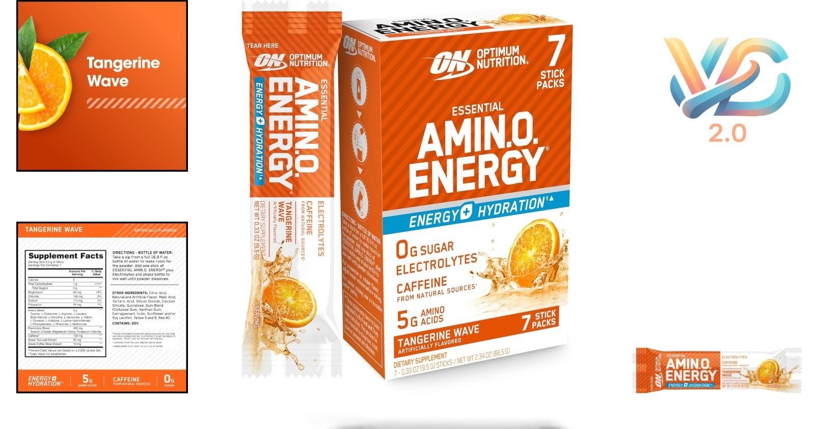 Essential Amino Energy Plus Electrolytes Stick Packs Tangerine Wave 7ct Â Nat.