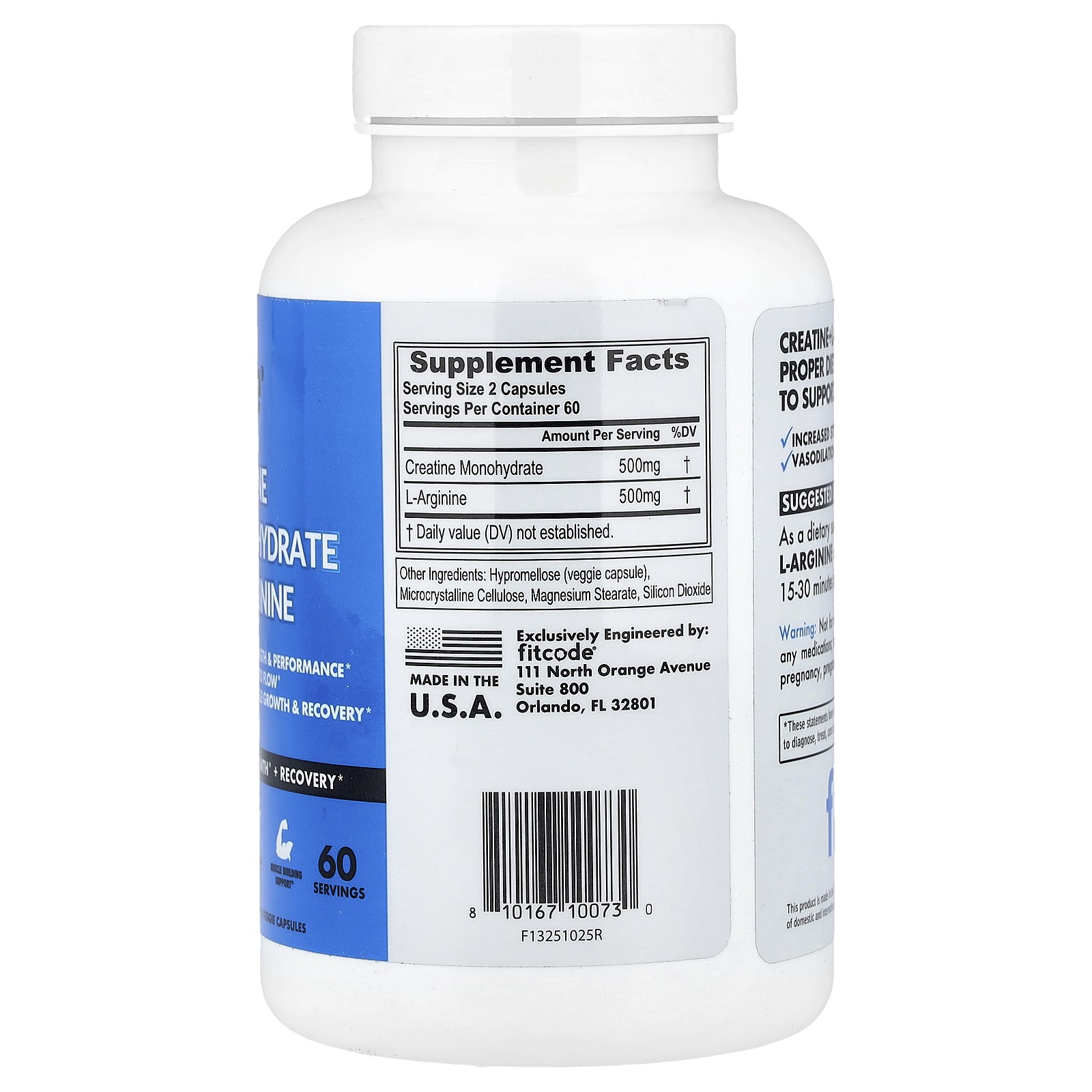 Creatine Monohydrate + L-Arginine, 120 Veggie Capsules