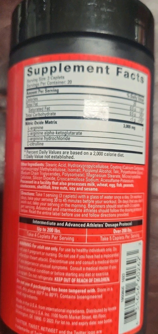 Pre-Workout N.O. FURY, 60 Caplets Exp 12/26