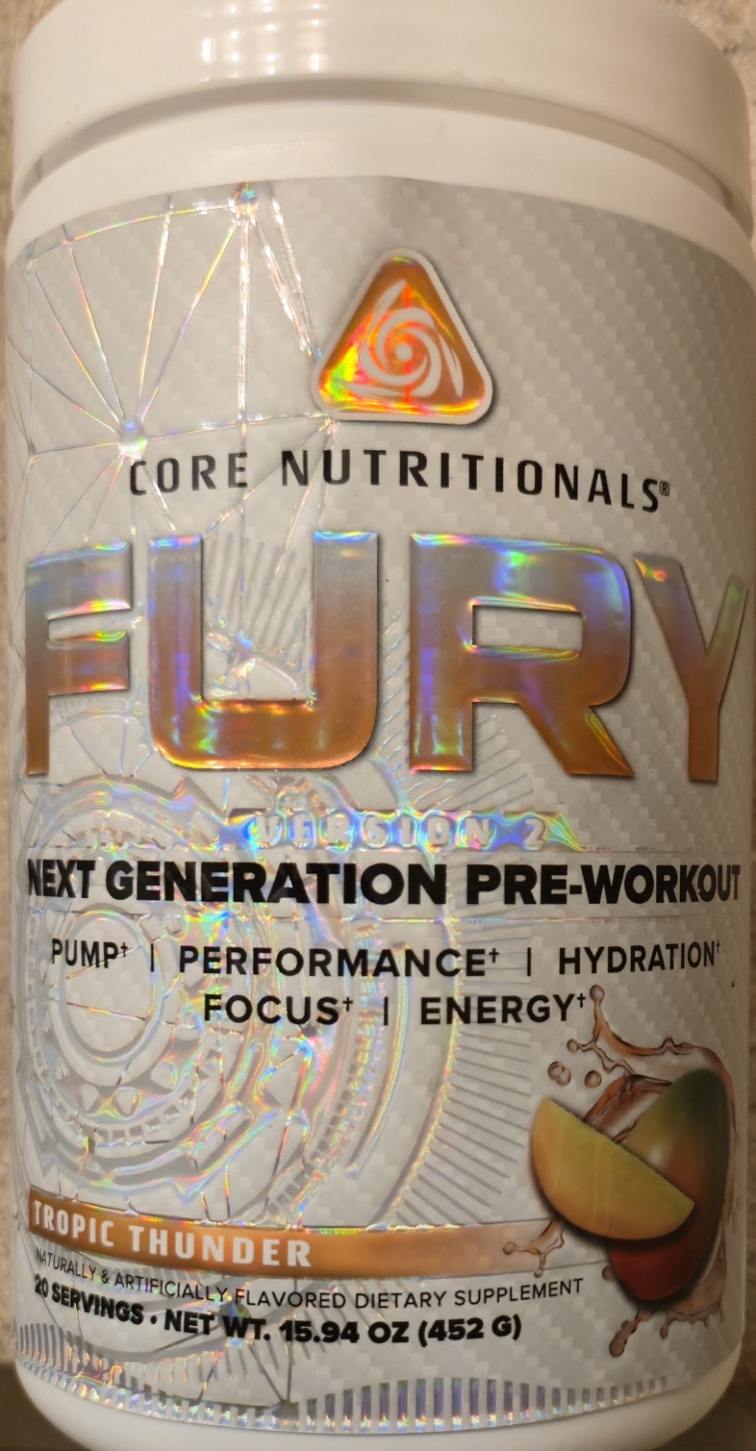 Core Nutritionals FURY V2 NEXT GEN PRE 1lb (20-40 Serv) Tropical BEST BY 11/ 26