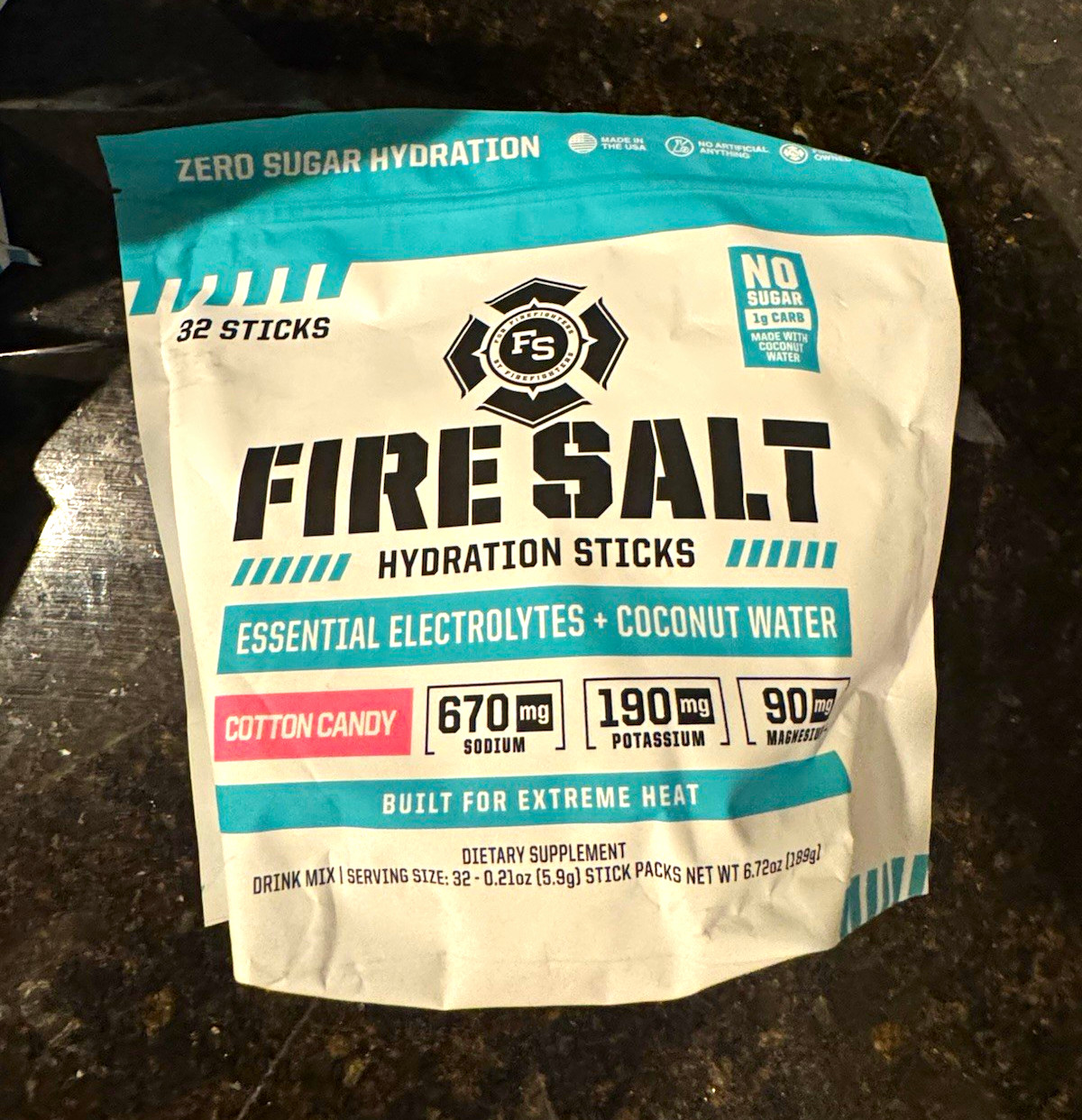 Fire Salt Electrolyte Hydration Powder Sticks Cotton Candy Sugar-Free 32ct