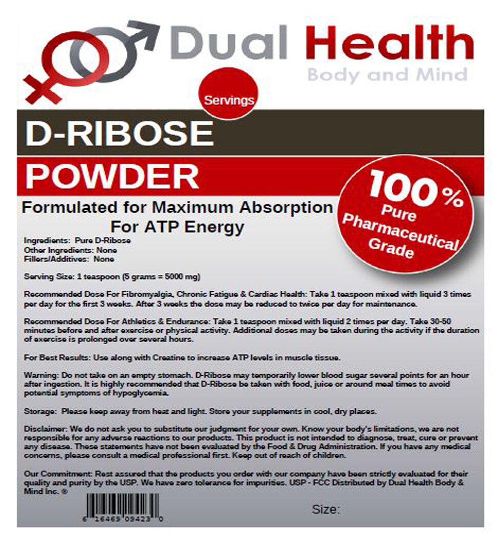 D-Ribose Powder (4 oz) ATP Energy Endurance Muscle Sport Pure Pharmaceutical