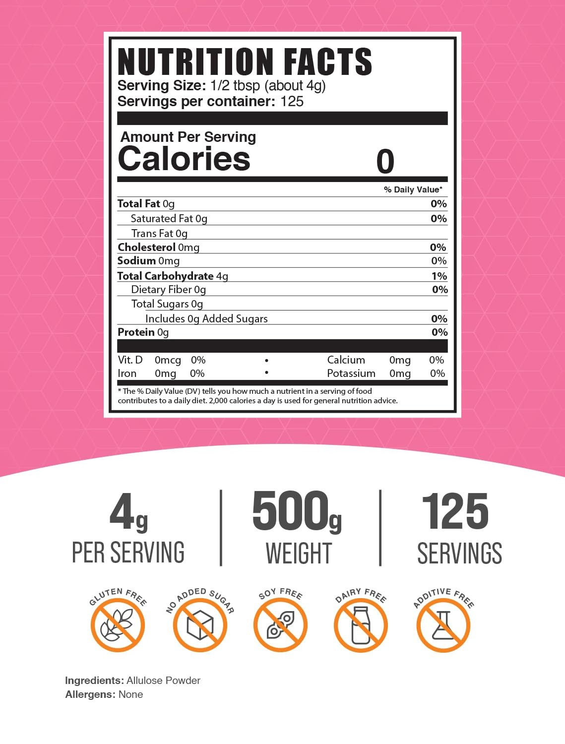 BulkSupplements.com Allulose Powder – 17.64 Ounce (Pack of 1)