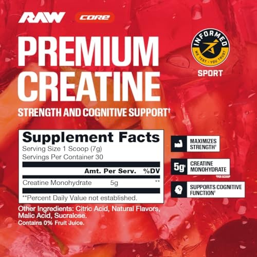 Creatine Monohydrate Powder Fruit Punch 30 Servings Muscle
