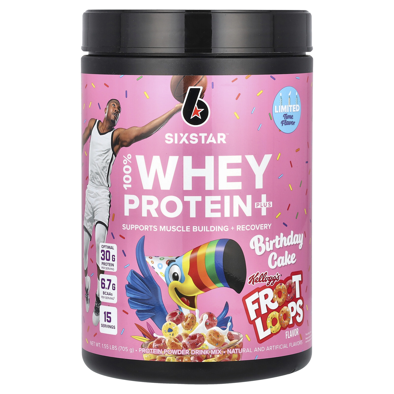 100% Whey Protein Plus, Birthday Cake Kellogg’s Froot Loops, 1.55 lbs (705 g)
