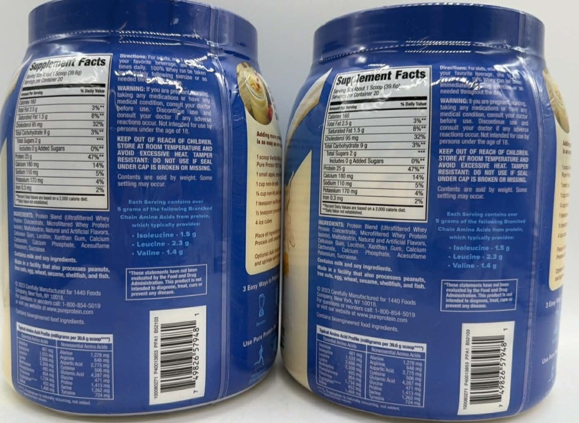 2PK Pure Protein Powder ~ Vanilla Milkshake ~ 1.75 lb EACH ~ EXP 5/27 ~ SEALED
