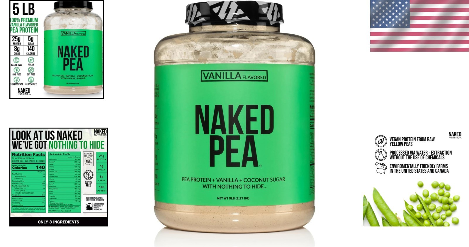 Vanilla Pea Protein Isolate 5lb Bulk – NSF Certified & Gluten-Free