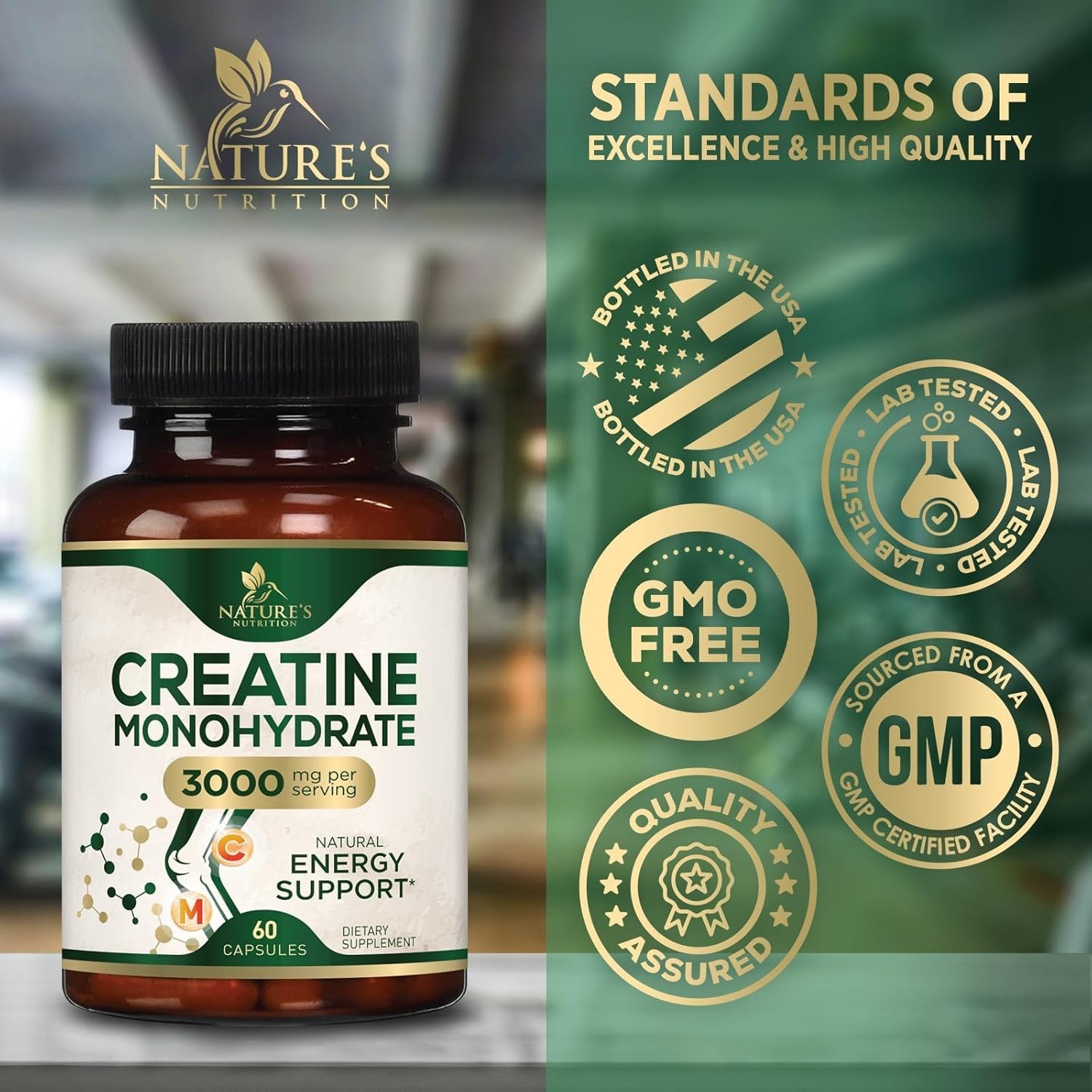 Unflavored Creatine Monohydrate 60 Capsules – Boost Energy, Strength & Muscle