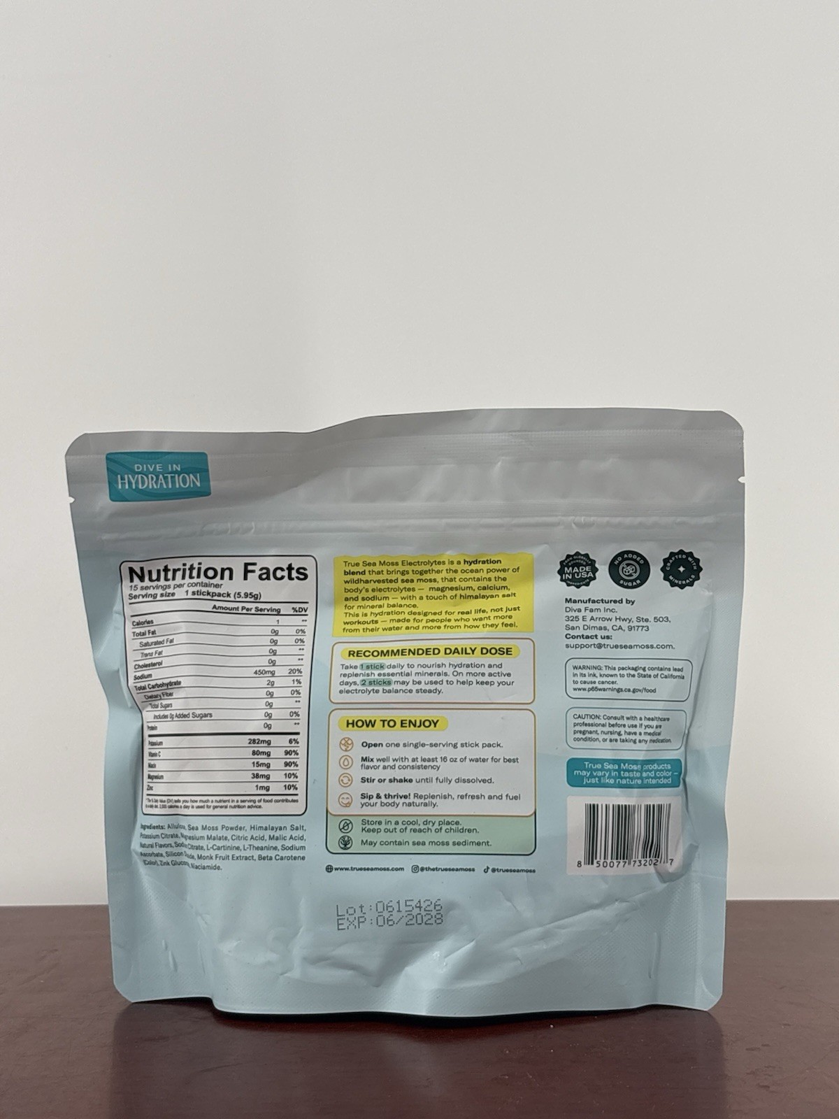 True Sea Moss Electrolytes Powder 15 Stickpacks Mango & Pineapple 0g Sugar