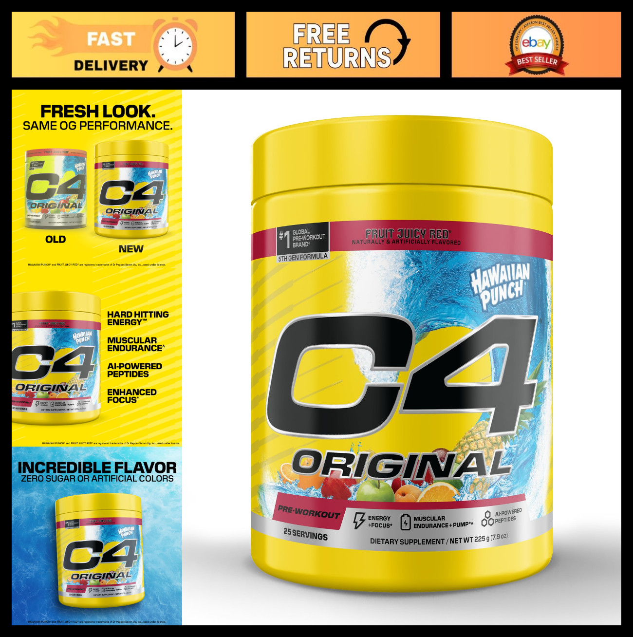 Pre Workout Powder 200mg Caffeine – Energy Boost, 25 Servings, Fitness Fuel