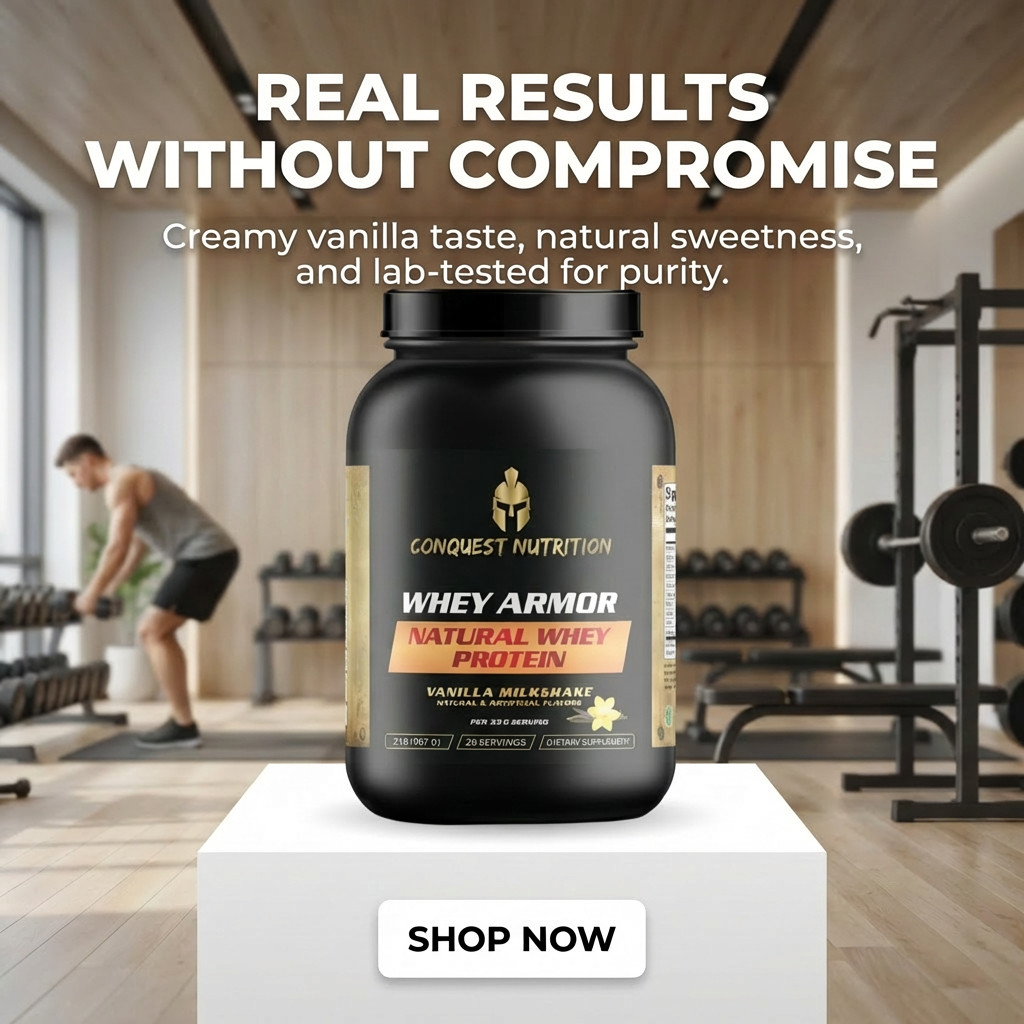 Conquest Whey Armour Natural Protein Vanilla Milkshake 2lb Stevia Protein Powder
